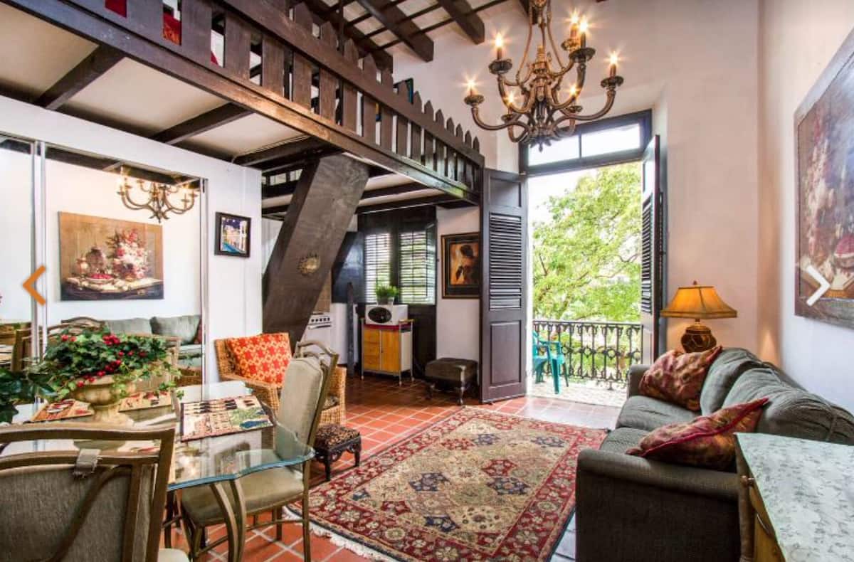 Living space with historic architectural details