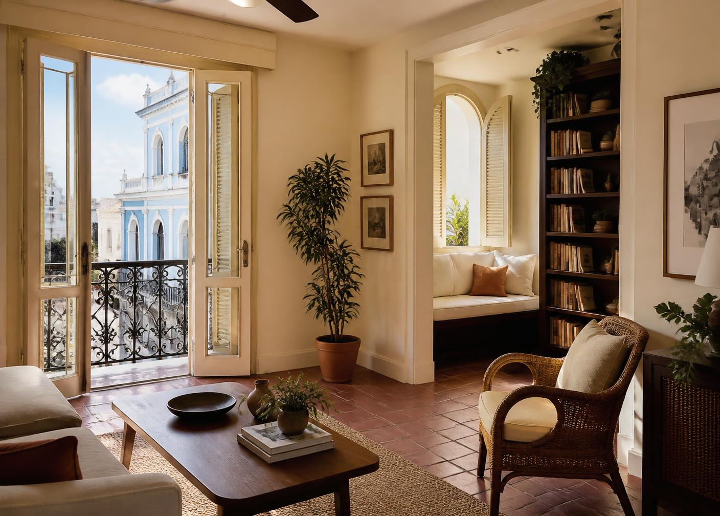 Interior of a renovated colonial apartment in Old San Juan